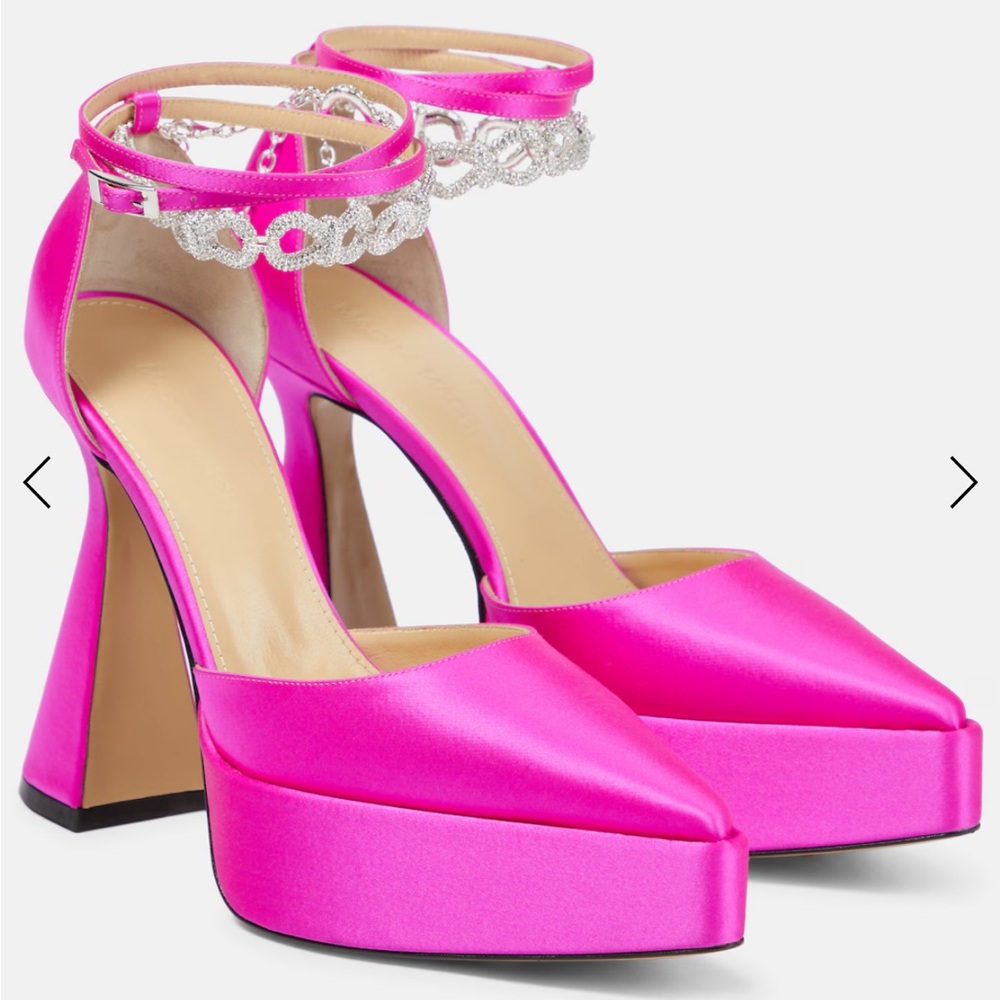 Mach Mach Pink Satin Platform Pumps